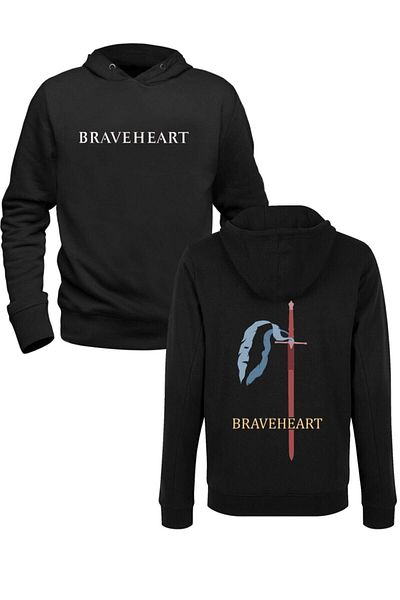 Pisa Art Суитшърт с илюстриран щампа Braveheart в черен цвят с щампа отпред и отзад