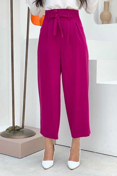 Bym Fashion Παντελόνι με κορδόνι μέσης 0174 φούξια