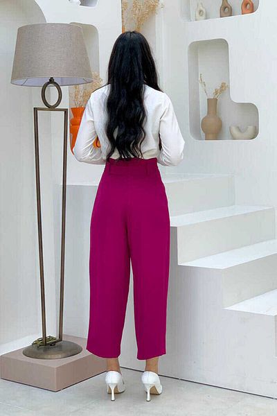 Bym Fashion Παντελόνι με κορδόνι μέσης 0174 φούξια