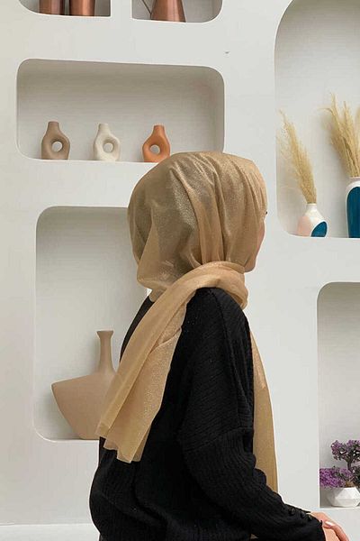 Bym Fashion 2060 Блестящ шал тен