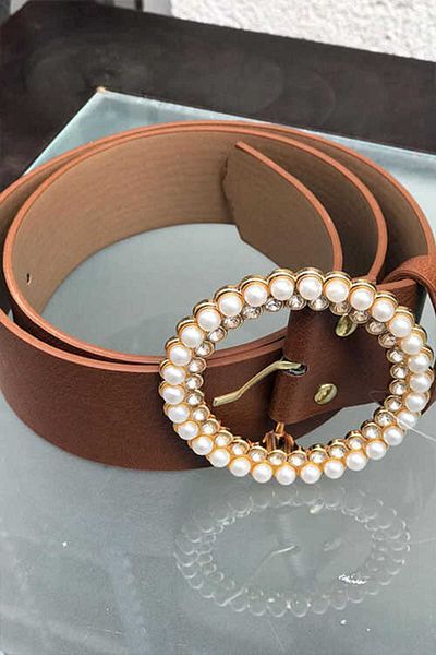 Bym Fashion 9029 Pearl Triangle Belt Tan