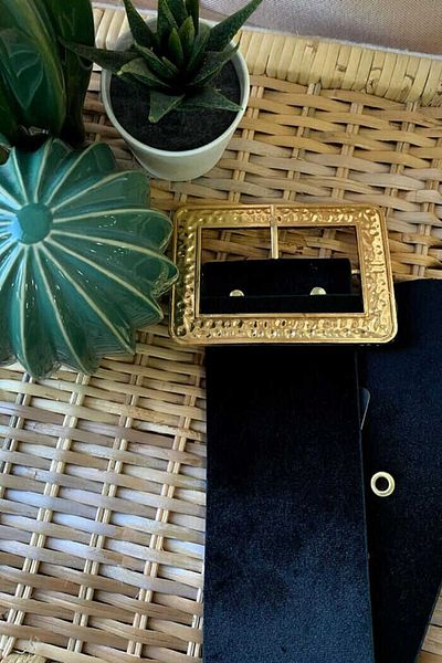 Bym Fashion 9019 Ζώνη με τετράγωνη πόρπη Μαύρη