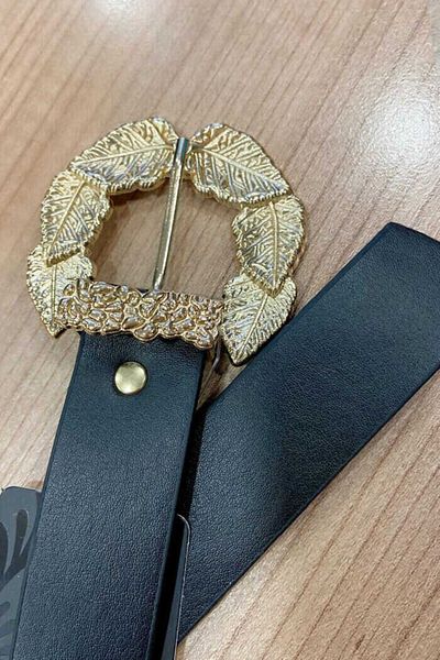 Bym Fashion 9048 Ζώνη Φύλλων Μαύρη