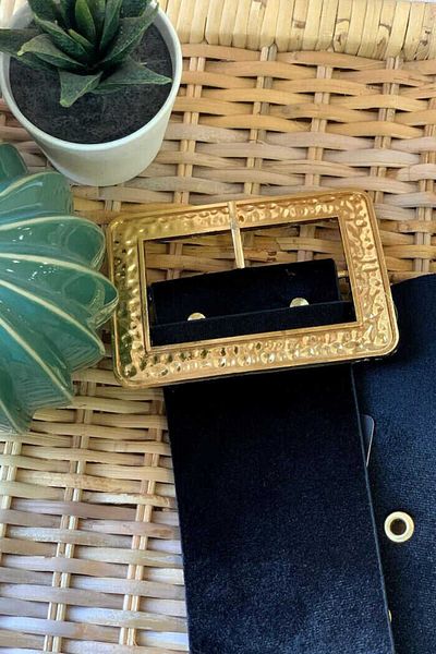 Bym Fashion 9019 Ζώνη με τετράγωνη πόρπη Μαύρη