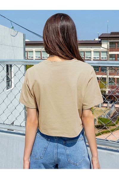 Know Mink Crew Neck Oversize Crop T-shirt