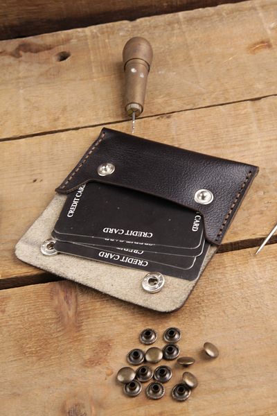 New Coast Leather 1900's Δερμάτινη Χειροποίητη Μαύρη Ανδρική Κάρτα