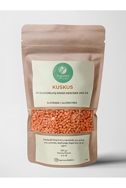 LEGUME Glutensiz Bakliyat Unlu Filizlendirilmiş Kırmızı Mercimekli Kuskus 200 Gr.