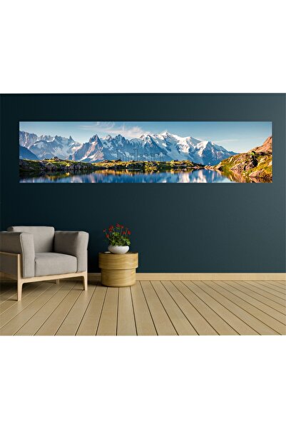 HDART Modern Dekoratif Soyut Yağlı Boya Efektli Göl Doğa Dağ Manzara Ağaç Tab...