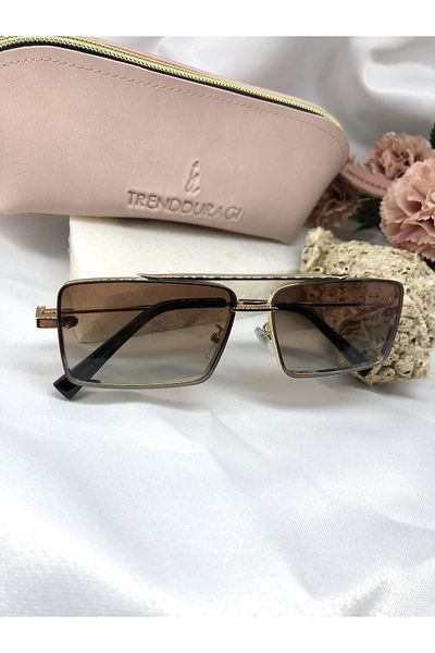 Di Caprio Burch Retro Brown Blue Gradient Glass Women's Sunglasses