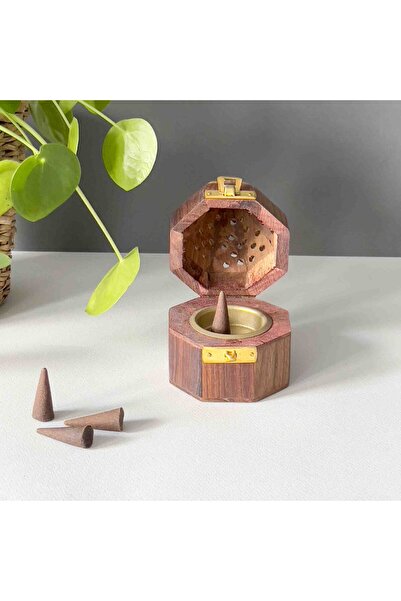 Lara Karma Ahşap Oyma Desenli Konik Tütsülük