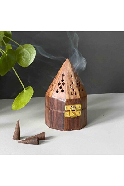 Lara Karma Ahşap Oyma Desenli Konik Tütsülük