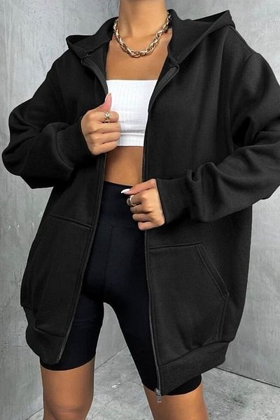 MODAGEN Unisex Oversize Zippered Sweat Cardigan