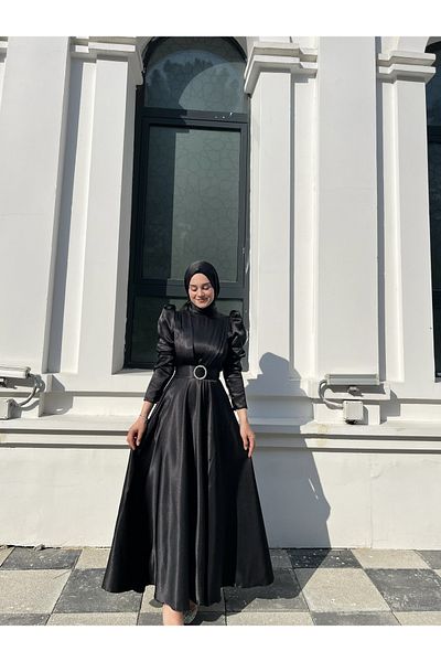 LEİLATELİER Leila Hijab Evening Dress Black