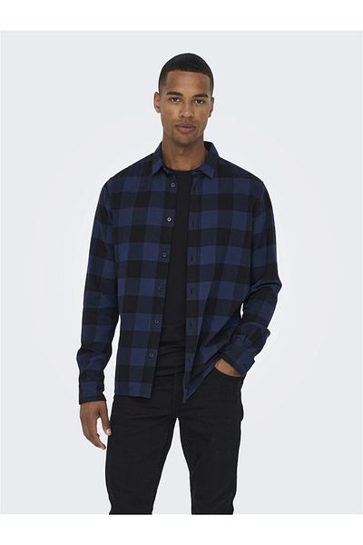 Only & Sons Men's Checkered Long Sleeve Shirt 22007112