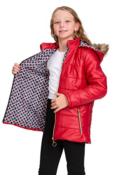 PRENSES KİDS Kürklü Kız Çocuk Şişme Mont CEPLİ VE KAPÜŞONLU