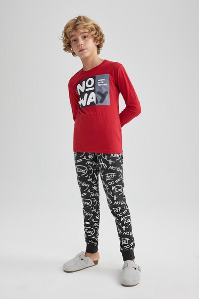 DeFacto Boy's Printed Long Sleeve Pajama Set