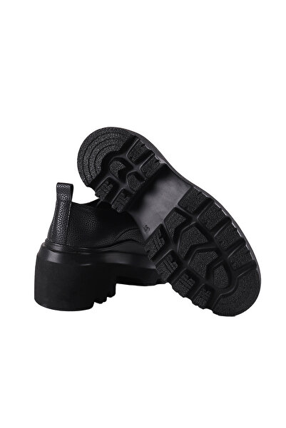 CLEOPATRA SHOES CLEOPATRA SİYAH BAĞCIKLI LEOFER