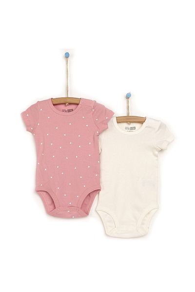 ebebek Hello Baby HelloBaby 2 Piece Heart Pattern Short Sleeve Body Baby Girl