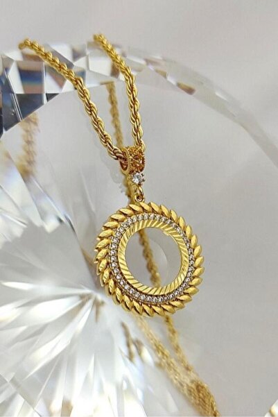 SAYAR 22 Ayar Altın Kaplama Boş Takılabilir Çeyrek Altınlı Kolye ,Düğün ,nişa...