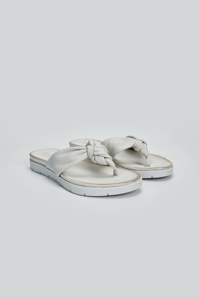 Valmenti Women's White Leather Flat Slippers