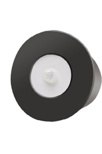 fullreyon Mat Siyah Metal Kasa, 3 Watt YUVARLAK SENSÖRLÜ Gün Işığı İç Mekan Merdiven Ve Basamak Armatürü