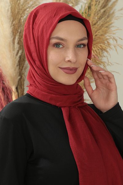 besmoda Women's Hijab Cotton Shawl Soft Daily Stylish Red