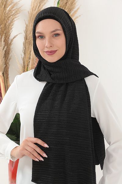 besmoda Hijab de damă Lycra cu textura elegantă șal de lux negru