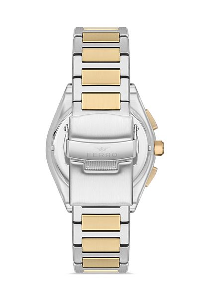 FERRO Silver-Yellow Color Men's Wristwatch + Functions Active Calendar
