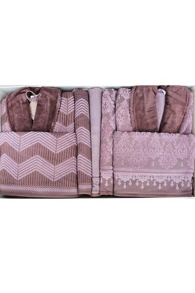 Özdilek Tappeto Aile Bornoz Seti Kahve-Kahve