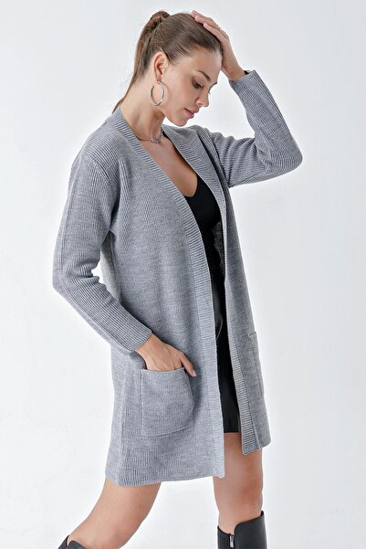 CHUBA Women's Thessaloniki Knit Pocket Knitwear Cardigan Gray 24W110