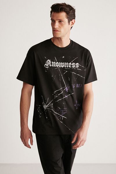 GRIMELANGE Sergio Oversize Black Single T-shirt