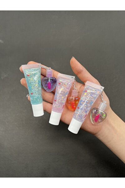 hbtasarim 3'lü Lip Gloss Mini Kalpli Lipgloss A Serisi