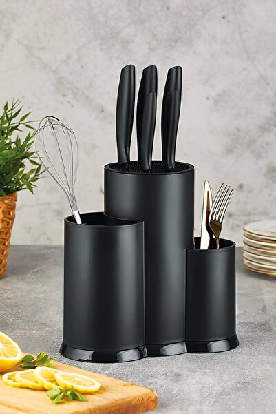 evikonu Siyah Tezgah Üzeri Kepçelik Ve Bıçaklık Düzenleyici Kepçe Ve Kaşıklık...