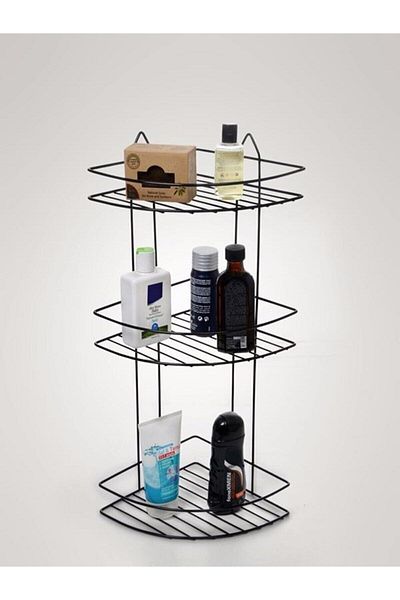 BEOHOME Lifework Ανοξείδωτο Μαύρο 3 επιπέδων Γωνιακό Σαμπουάν Θήκη Σαμπουάν Γωνιακό Ράφι Μπάνιου Μαύρο