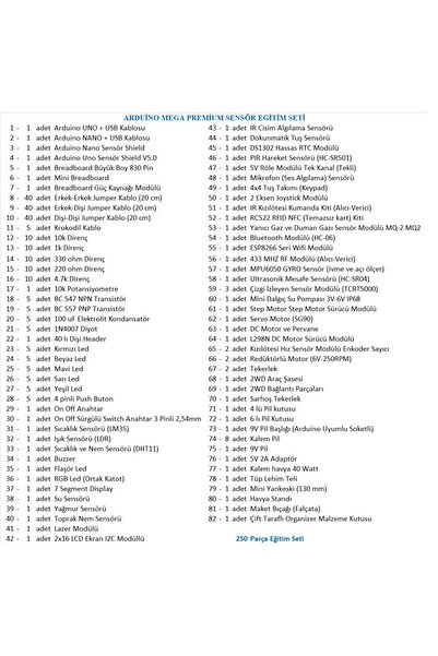 URETMAKER ARDUİNO MEGA PREMİUM SENSÖR EĞİTİM SETİ