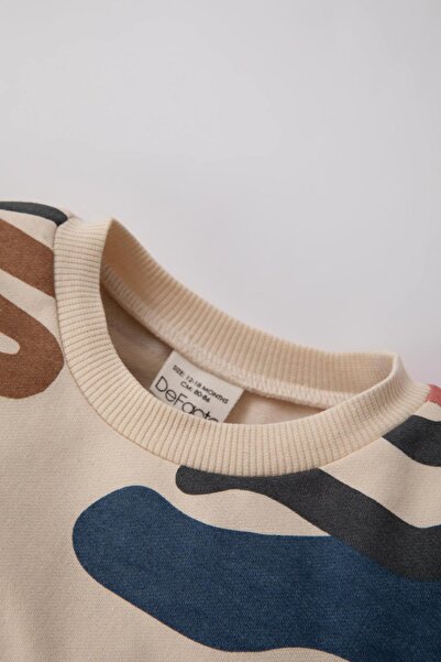 DeFacto 2-teiliges Set mit gemusterter Sweatshirt-Trainingshose für Babys