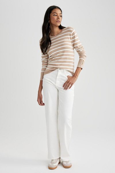 DeFacto Regular Fit Striped Crew Neck Knitwear Sweater A8490Ax23Wn