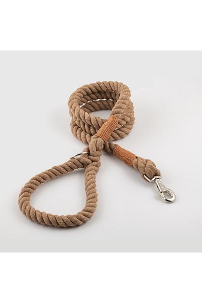 Lusi Doog Brown Dog Collar Natural Cotton Rope Rope and Special Design Red Poop Bag Bag
