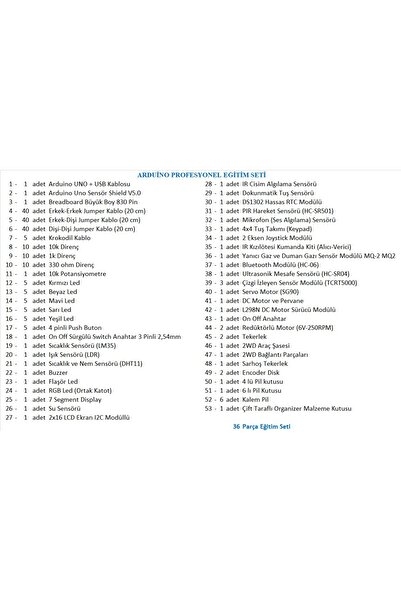 URETMAKER ARDUİNO PROFESYONEL SENSÖR EĞİTİM SETİ