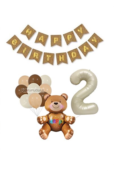 BİDOLUMUTLULUK Ayı Folyo Balon Doğum Günü Seti