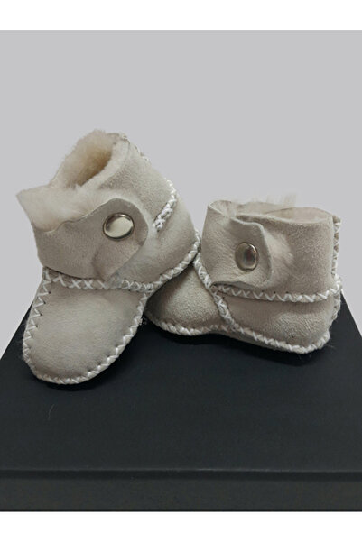TUĞBİŞ أحذية أطفال من جلد الخراف العضوي مع أزرار كبس مزدوجة أحذية أطفال للخطو...