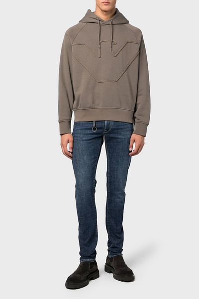 Emporio Armani 100% Cotton Hooded Logo Patterned Regular Fit Sweat Men's SWEAT 6R1ME4 1JWPZ 04A5