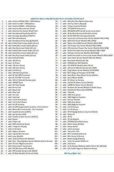 URETMAKER ARDUİNO MEGA PREMİUM PRO PLUS SENSÖR EĞİTİM SETİ