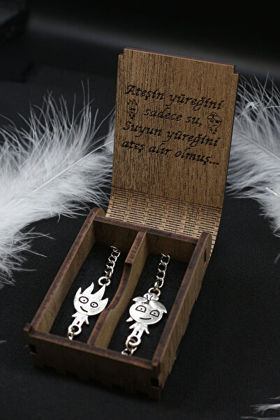 Dukkanka 2'li Ateş Ve Su Gümüş Renk Çift Sevgili Best Metal Bileklik Yazılı Hediye Kutulu