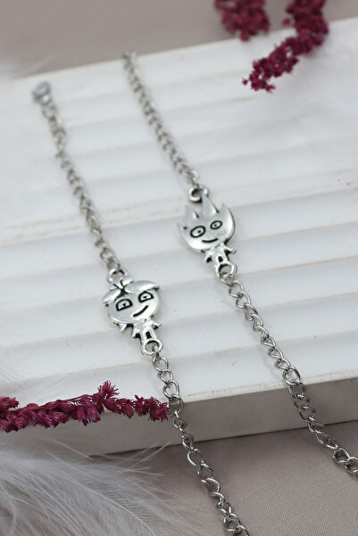 Dukkanka 2'li Ateş Ve Su Gümüş Renk Çift Sevgili Best Metal Bileklik Yazılı Hediye Kutulu