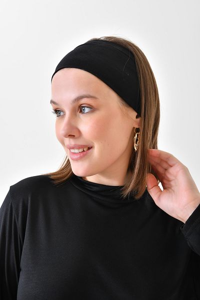 mirach 2 Pieces Black Hair Band Bonnet |   Wide Neck Wrap Flexible Sports Bandana Comfortable Use with Buckle