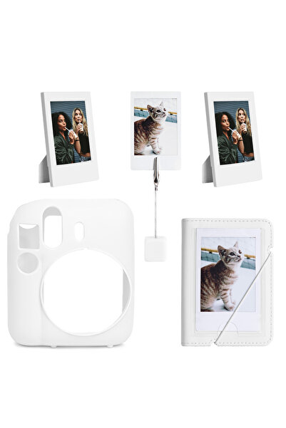 Fujifilm Instax mini 12 Beyaz Slikon Kılıf Mini 28'li Albüm ve Fotoğraf Çerçe...