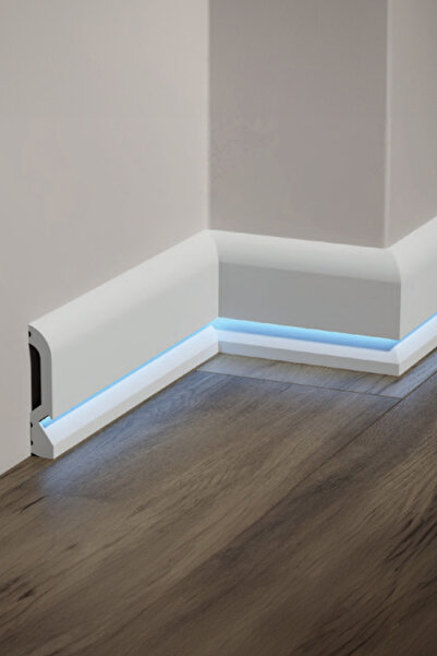 Dekoros 10 cm Beyaz Polimer Ledli Lake Süpürgelik Seti ASL-001 ( 1 Pakette 13...