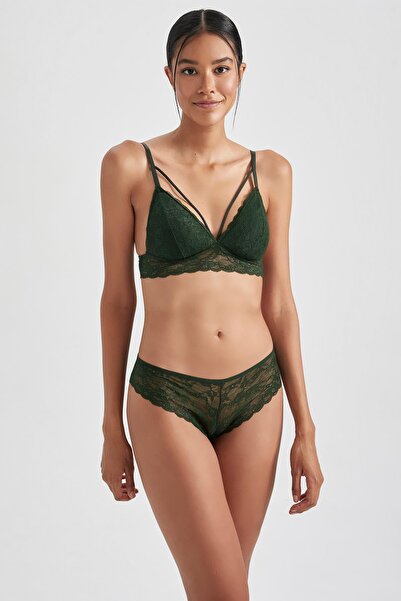 DeFacto Fall In Love Triangle Bralette με δαντέλα με επένδυση
