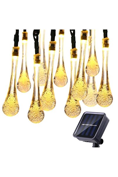 sgeteknoloji Güneş Enerjili Su Damlasıi 30 Led Sarı Renkli Solar Bahçe Aydınl...
